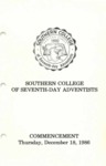 Southern College Commencement Program, December 18, 1986 by Southern College