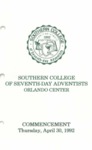 Southern College Orlando Center Commencement Program April 30, 1992